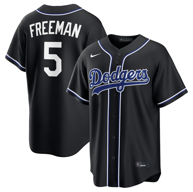 Men's Los Angeles Dodgers #5 Freddie Freeman 2026 Fashion Replica Black Out Stitched Baseball Jersey